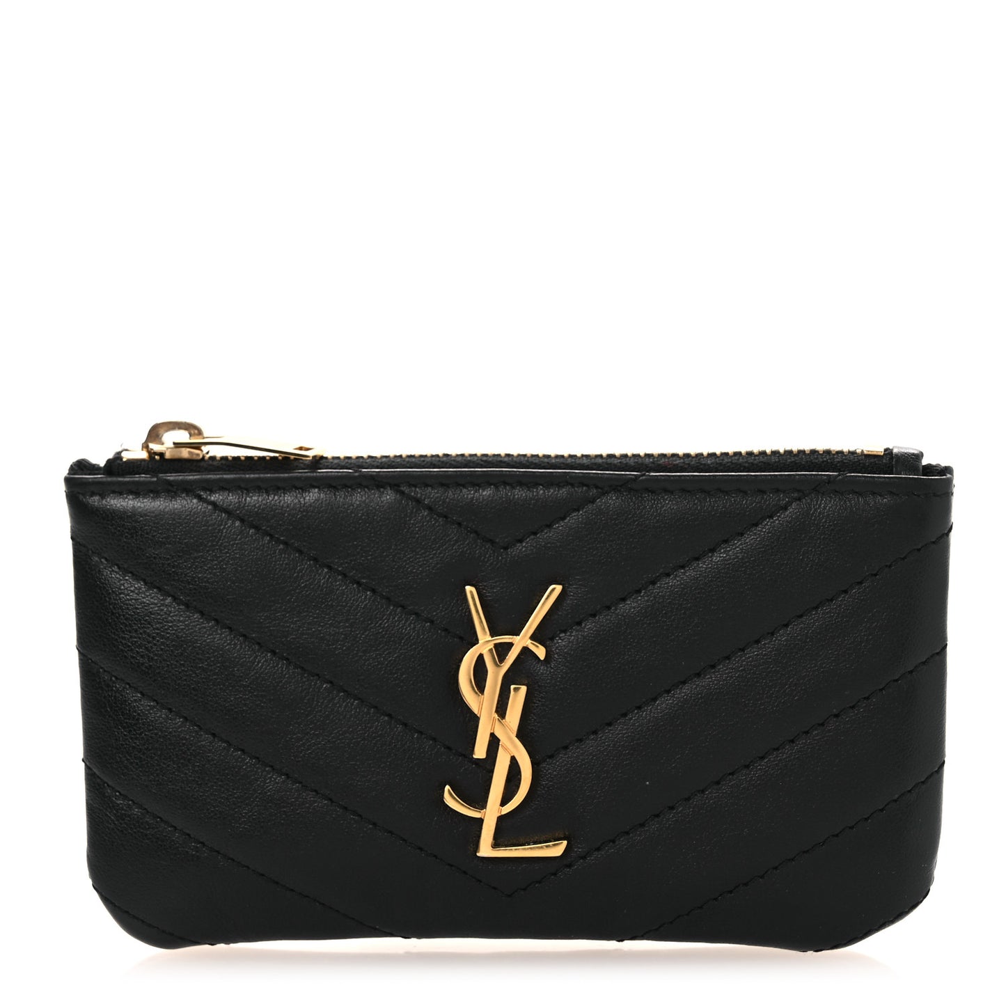 Calfskin Matelasse Monogram Key Pouch Black