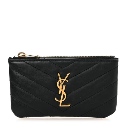Saint Laurent Calfskin Matelasse Monogram Key Pouch Black 1 of 10