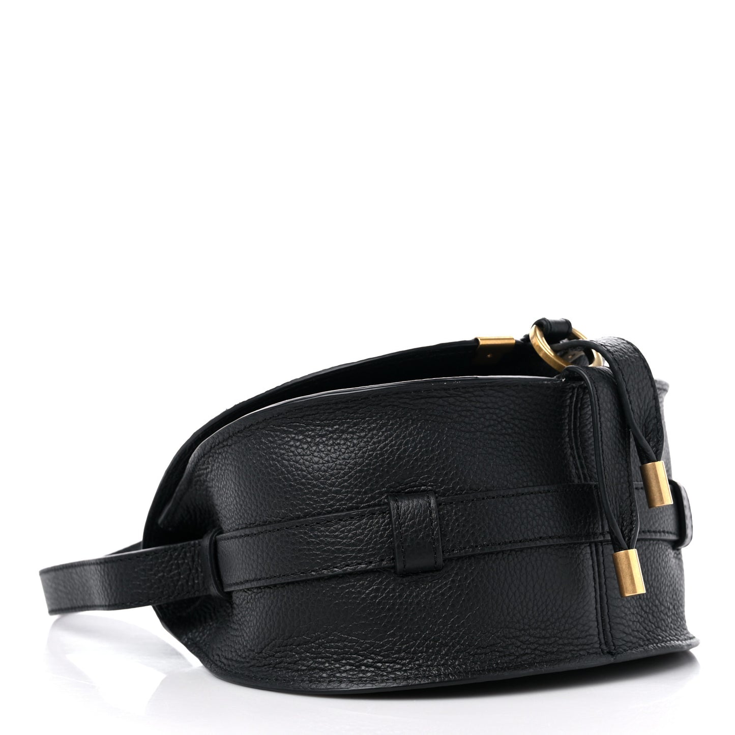 Grained Calfskin Small Marcie Saddle Bag Black