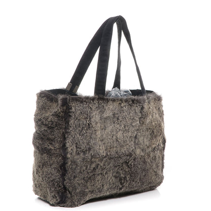 Chanel Lapin Rabbit Fur Tote w Cosmetic Pouch 4 of 8