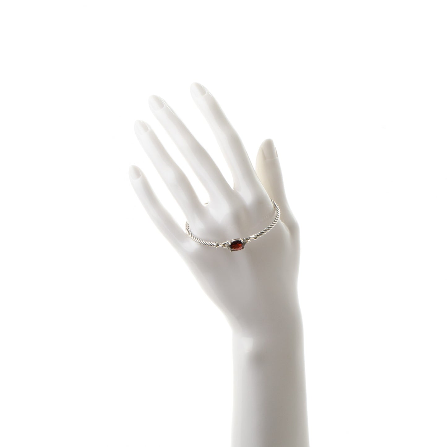 Sterling Silver Garnet Diamond 3mm Petite Wheaton Bracelet