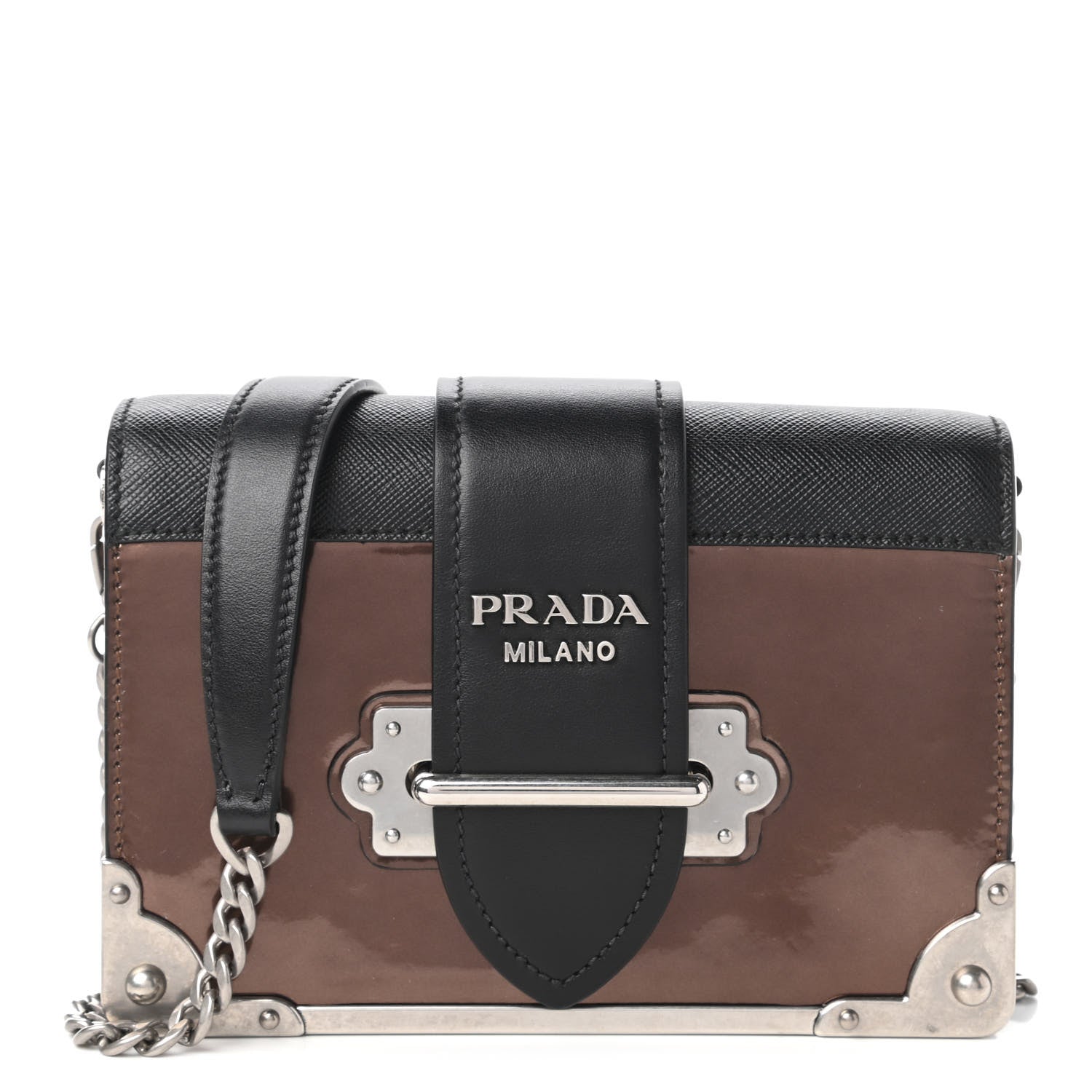 Prada Metallic Vitello Saffiano Cahier Bag Cammeo Black 1 of 9