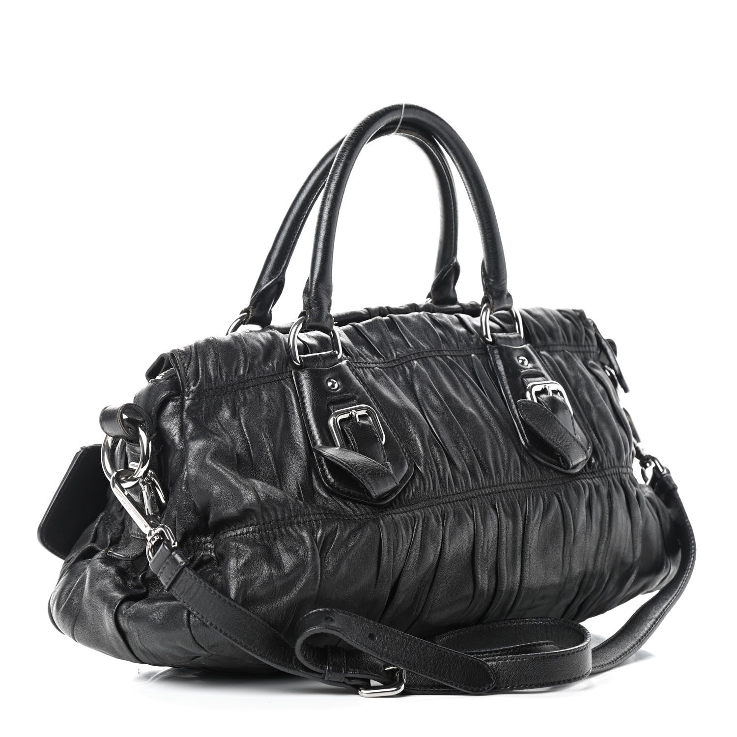 Prada Nappa Gaufre Shopping Satchel Black 2 of 11