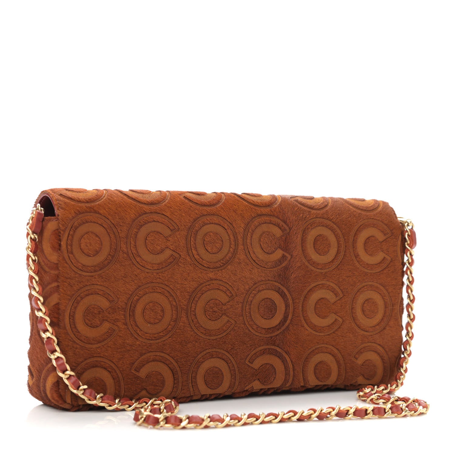 Chanel Pony Hair CocoDouble East West Flap Dark Orange 3 of 11