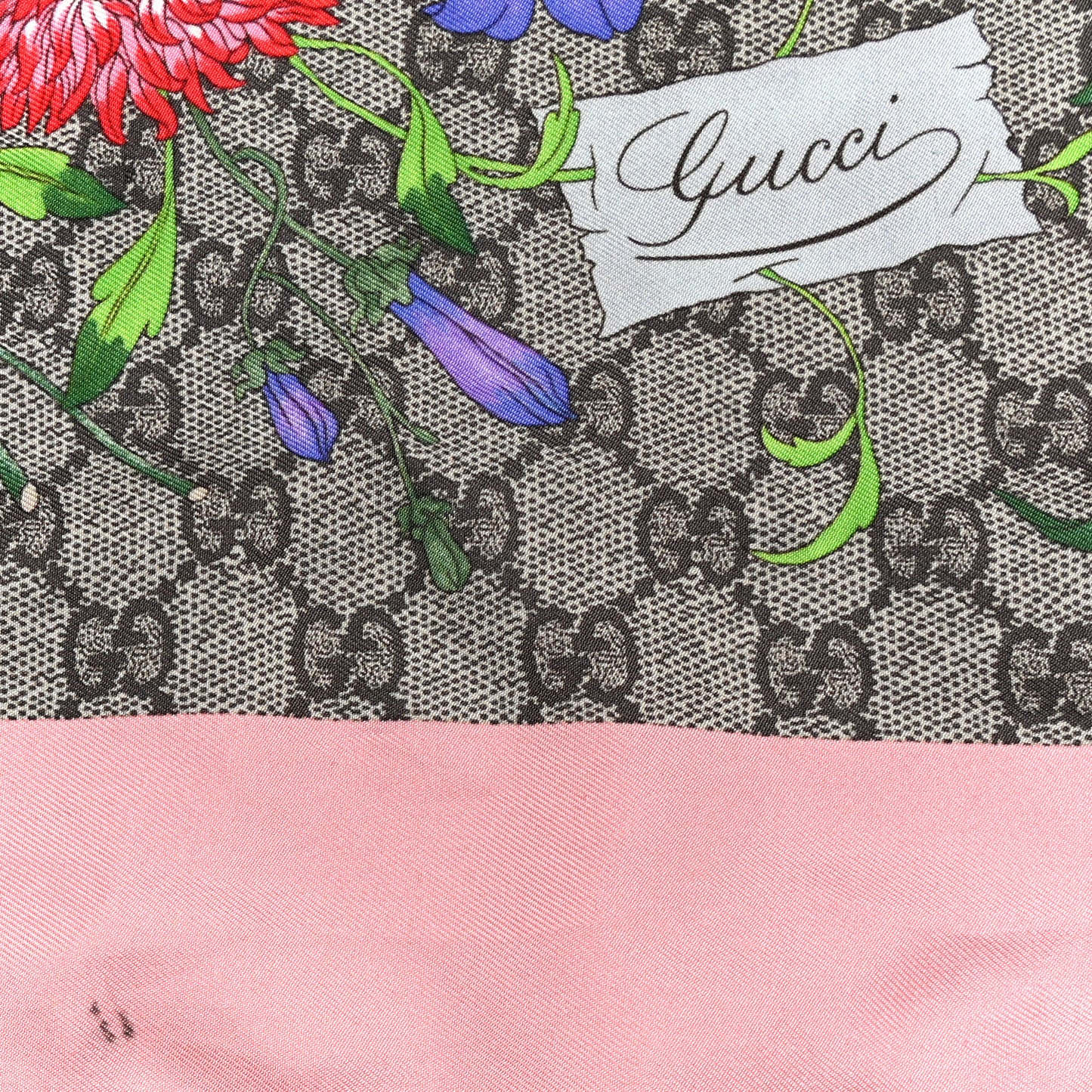 Silk Twill GG Monogram Special Florio Square Scarf Beige Pink