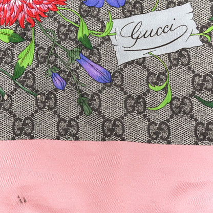 Gucci Silk Twill GG Monogram Special Florio Square Scarf Beige Pink 6 of 8