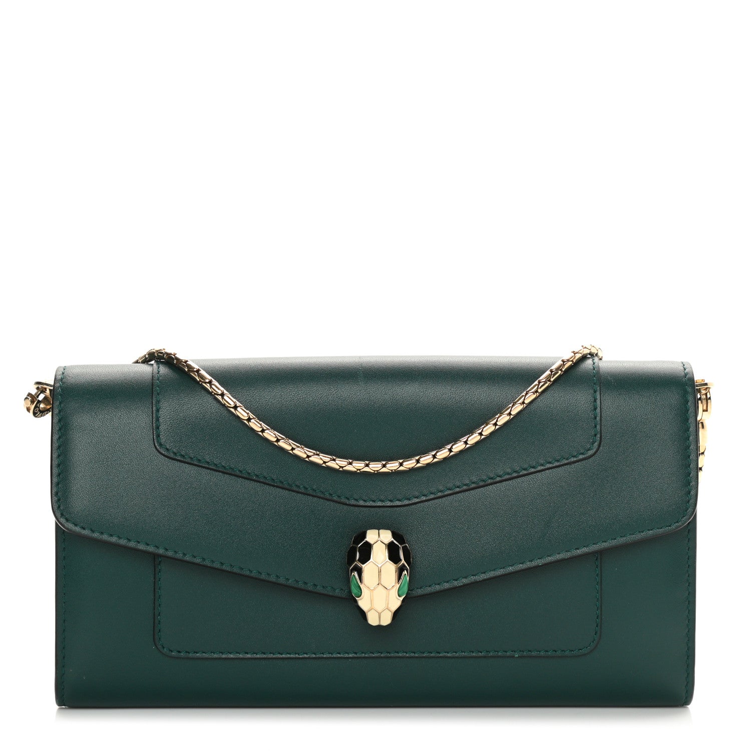Bulgari Calfskin Serpenti Forever Chain Wallet Green 1 of 14