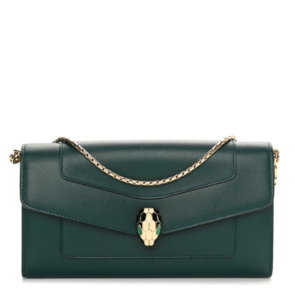 Bulgari Calfskin Serpenti Forever Chain Wallet Green 1 of 14
