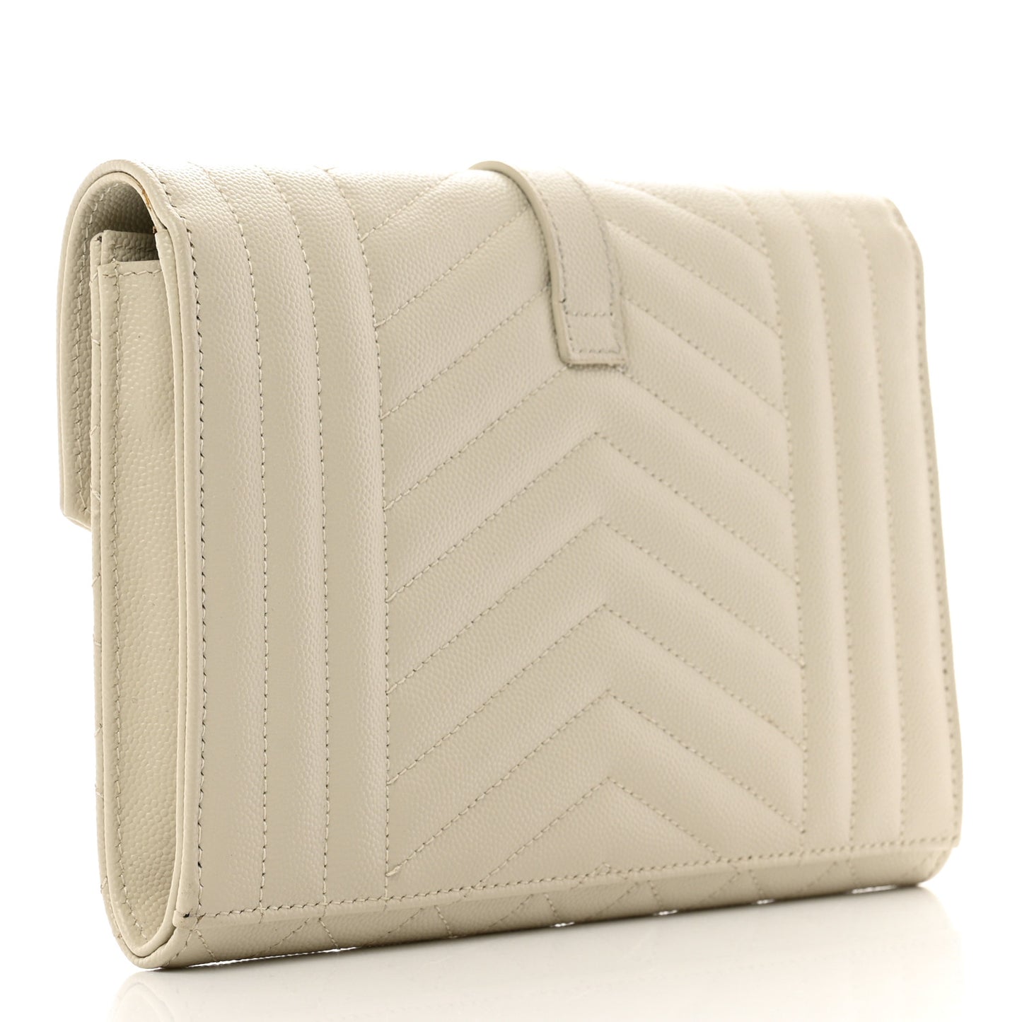 Grain De Poudre Textured Mixed Matelasse Triquilt Monogram Clutch Blanc Vintage