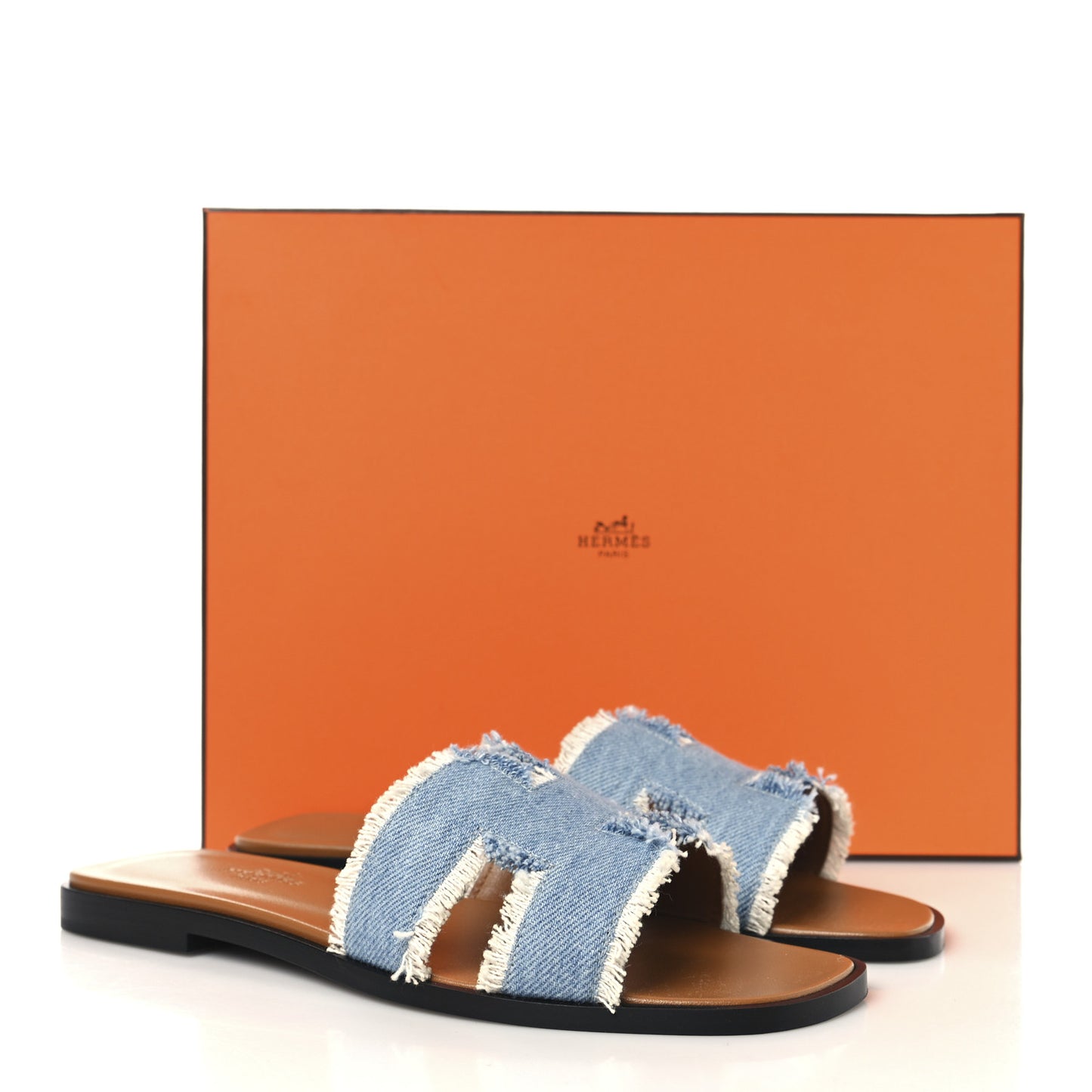 Denim Oran Fringe Sandals 36 Bleu Clair