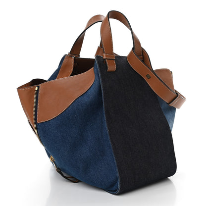 Loewe Calfskin Denim Medium Hammock Shoulder Bag Multitone Tan 3 of 11