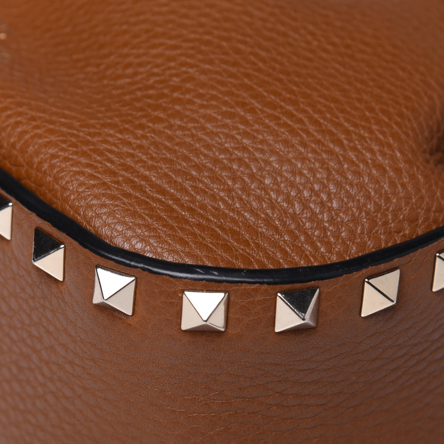 Valentino Garavani Grained Calfskin Rockstud Bucket Bag Bright Cognac 12 of 15