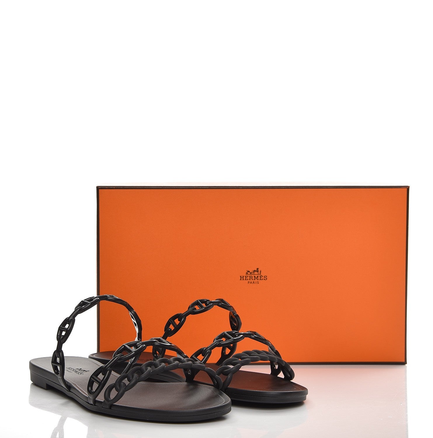 Hermes Rubber Chaine d'Ancre Rivage Sandals 38 Black 8 of 8