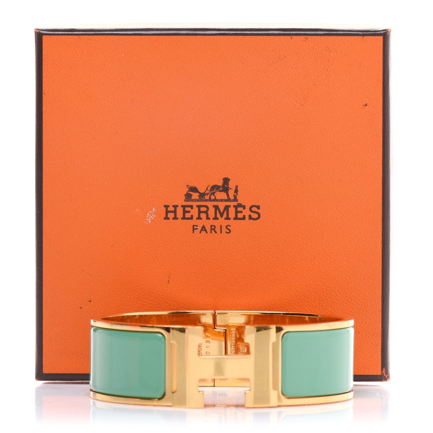 Enamel Wide Clic Clac H Bracelet GM Vert Aqua