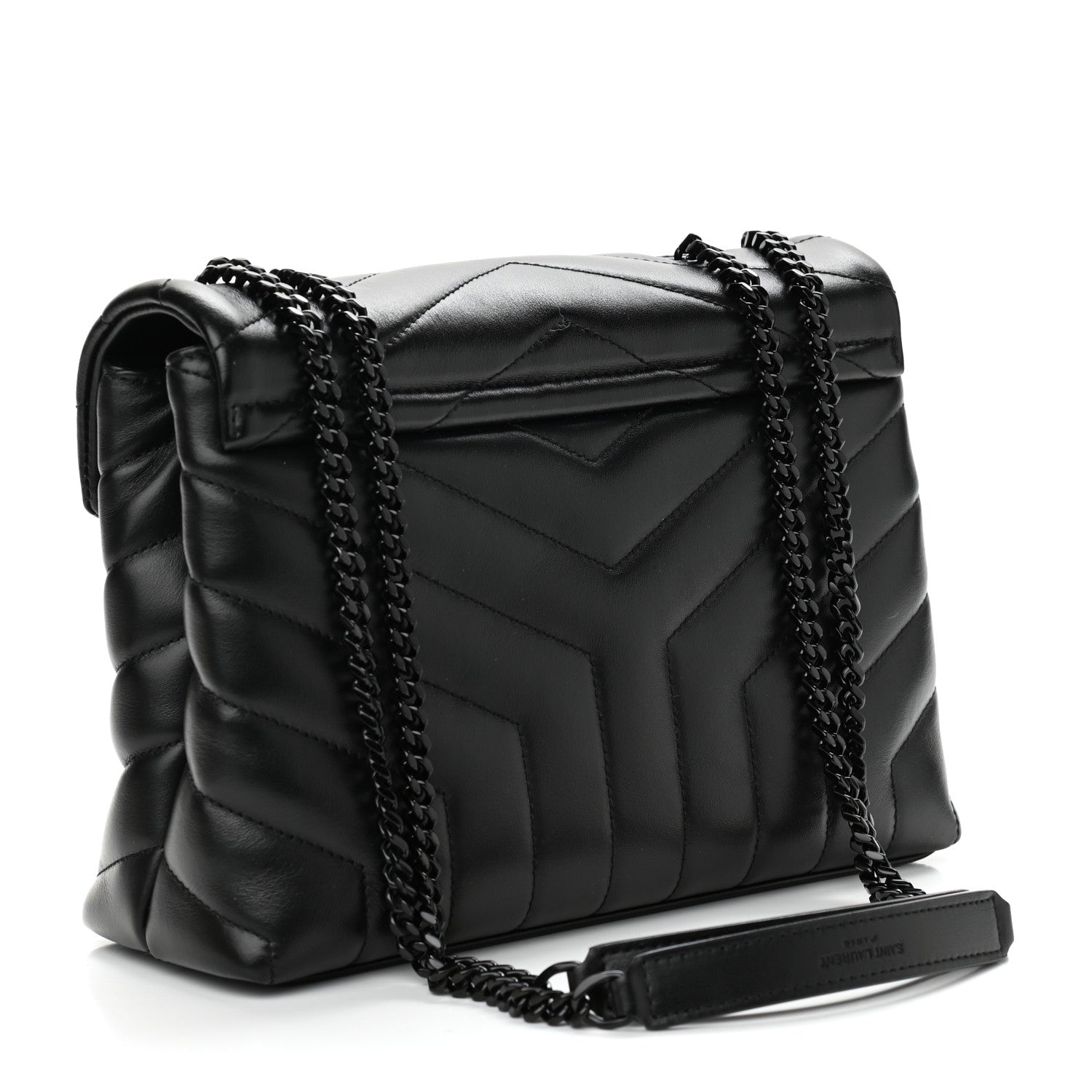Saint Laurent Calfskin Y Quilted Monogram Small Loulou Chain Satchel Black 2 of 9
