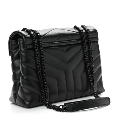 Saint Laurent Calfskin Y Quilted Monogram Small Loulou Chain Satchel Black 2 of 9