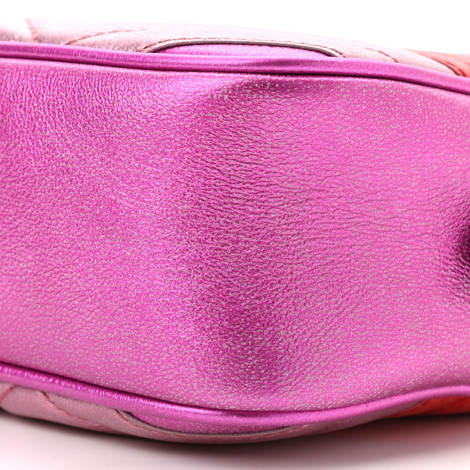 Gucci Laminated Nappa Matelasse Small GG Marmont Chain Shoulder Bag Fuxia Rosso Rosa 10 of 10