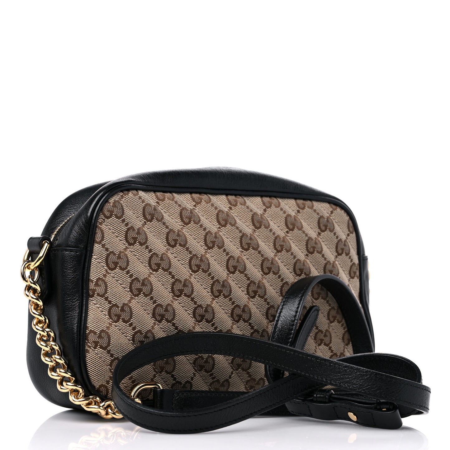 Monogram Matelasse Diagonal Small GG Marmont Chain Shoulder Bag Beige Black