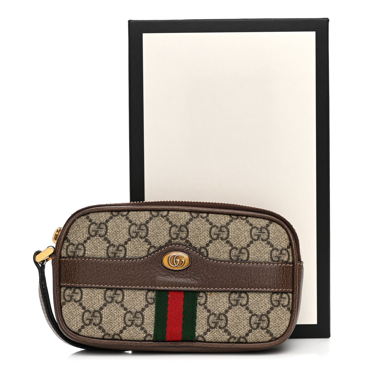 Gucci GG Supreme Monogram Ophidia Phone Case Wristlet Brown 9 of 9