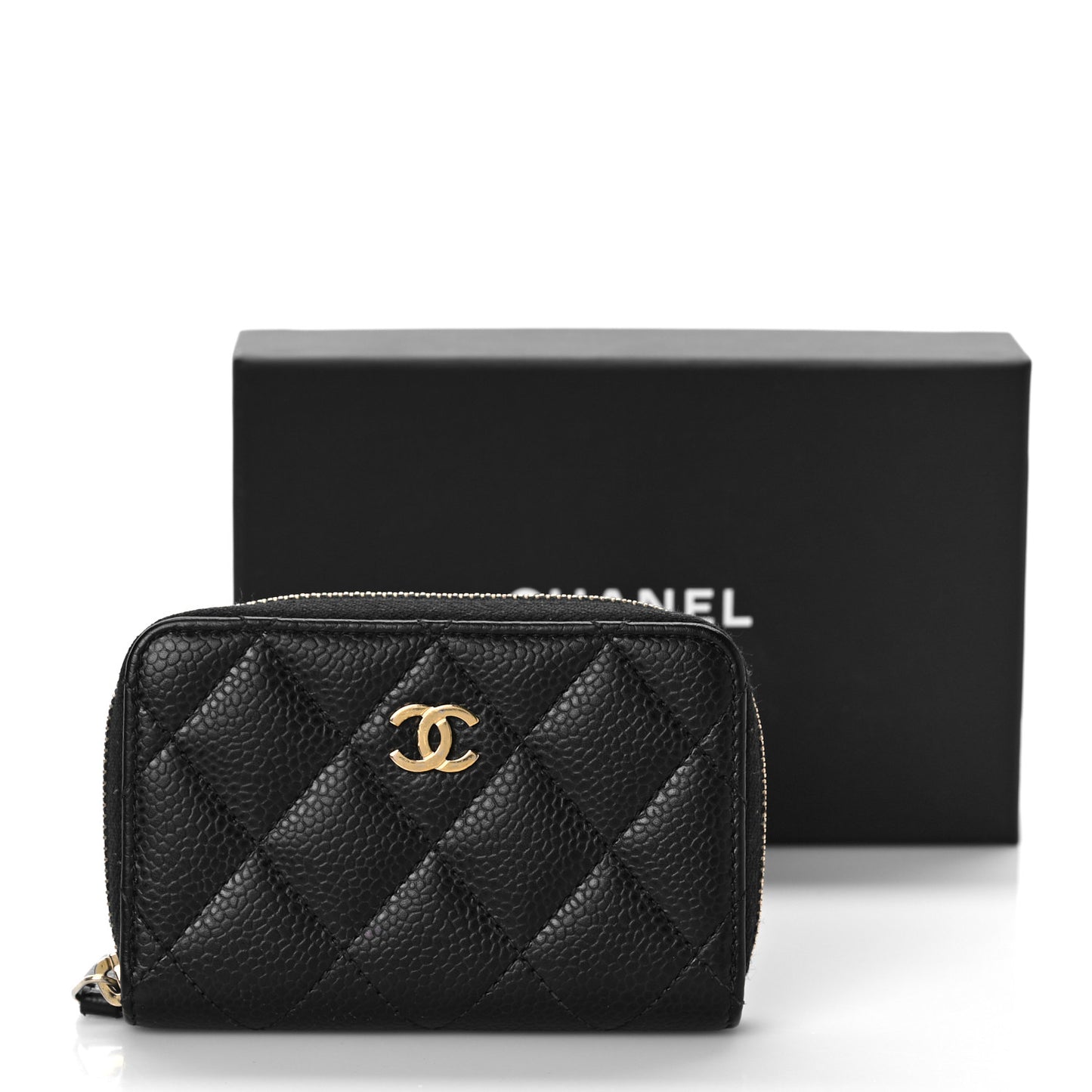 Caviar Quilted Zip Coin Purse Black