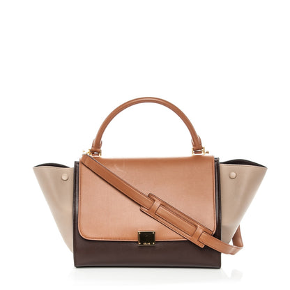 Celine Satin Baby Grained Calfskin Medium Tri-Color Trapeze Tan 1 of 8