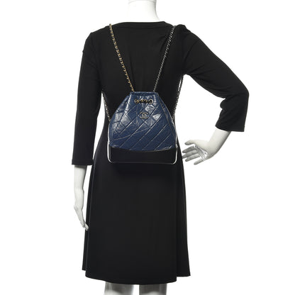 Chanel Aged Calfskin Quilted Small Gabrielle Backpack Blue Black 2 of 10