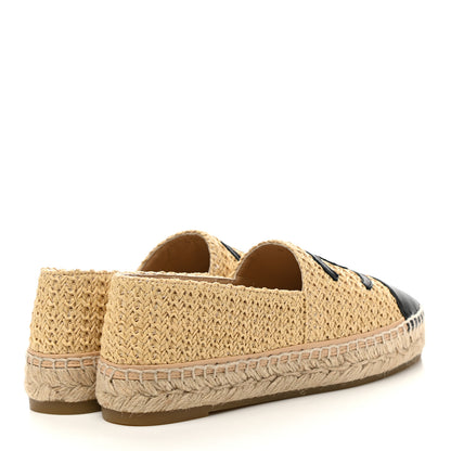 Chanel Braided Fabric Lambskin CC Espadrilles 37 Beige Black 4 of 10