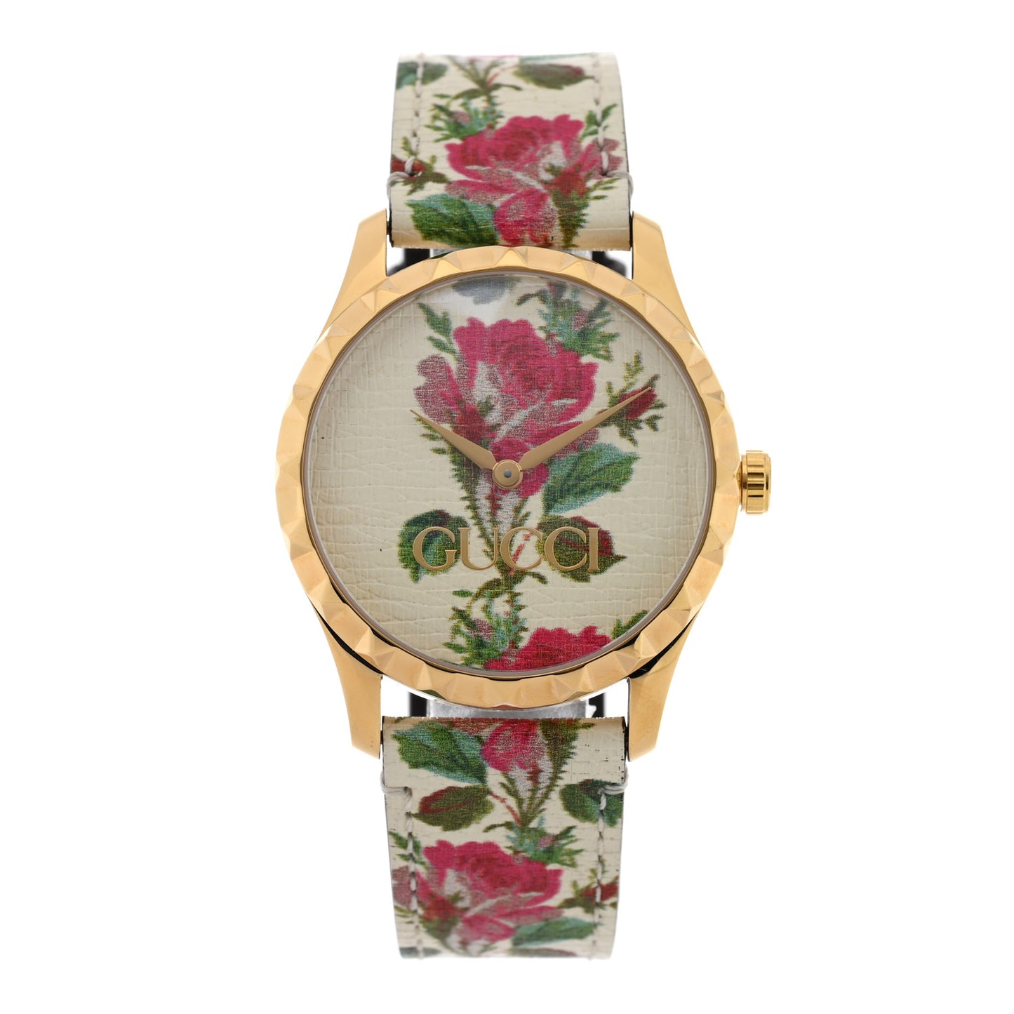 Stainless Steel Calfskin 38mm G-Timeless Floral Quartz Watch Ivory