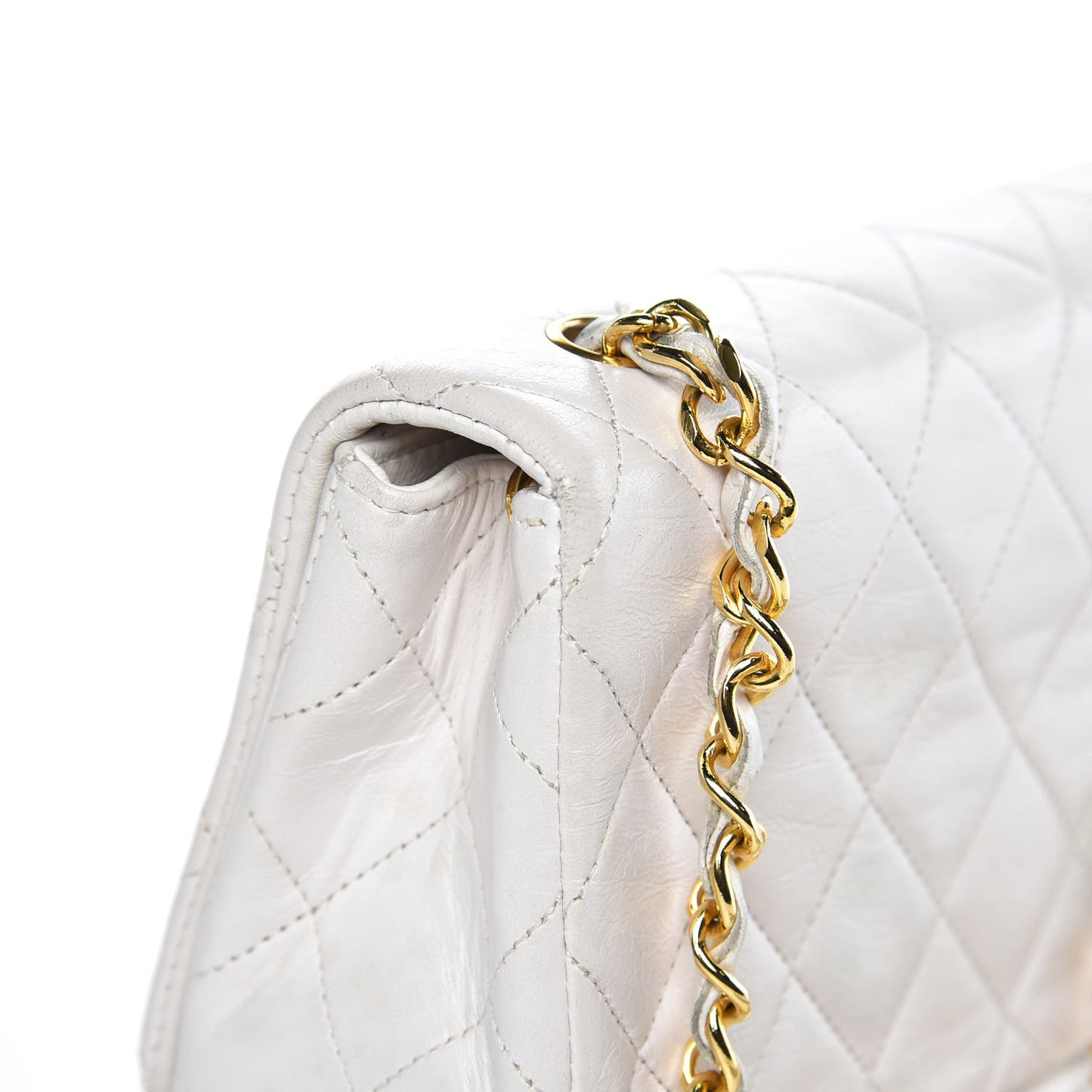 Lambskin Quilted Mini Flap White