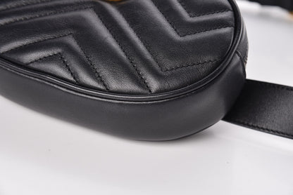 Gucci Calfskin Matelasse GG Marmont Belt Bag 85 34 Black 9 of 10