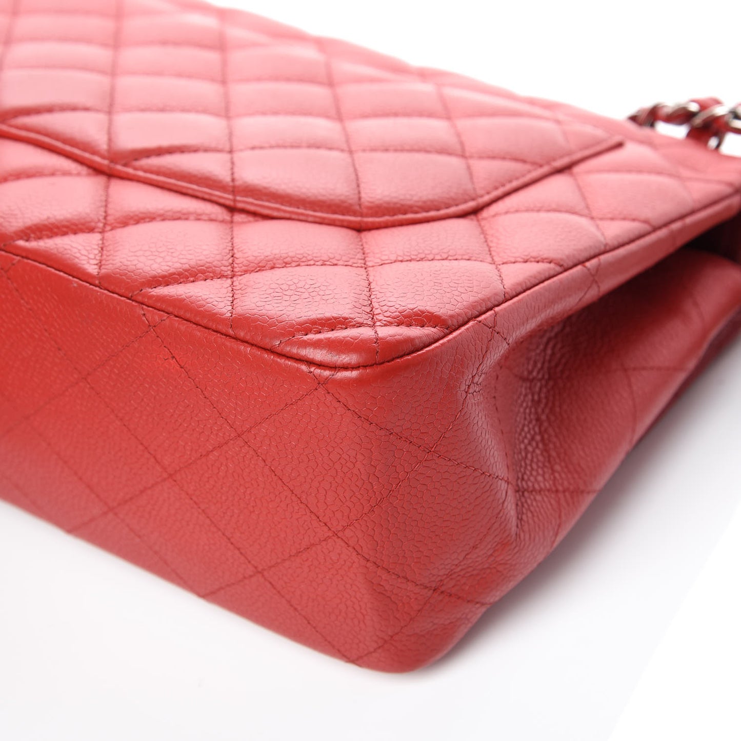Caviar Quilted Jumbo Double Flap Red