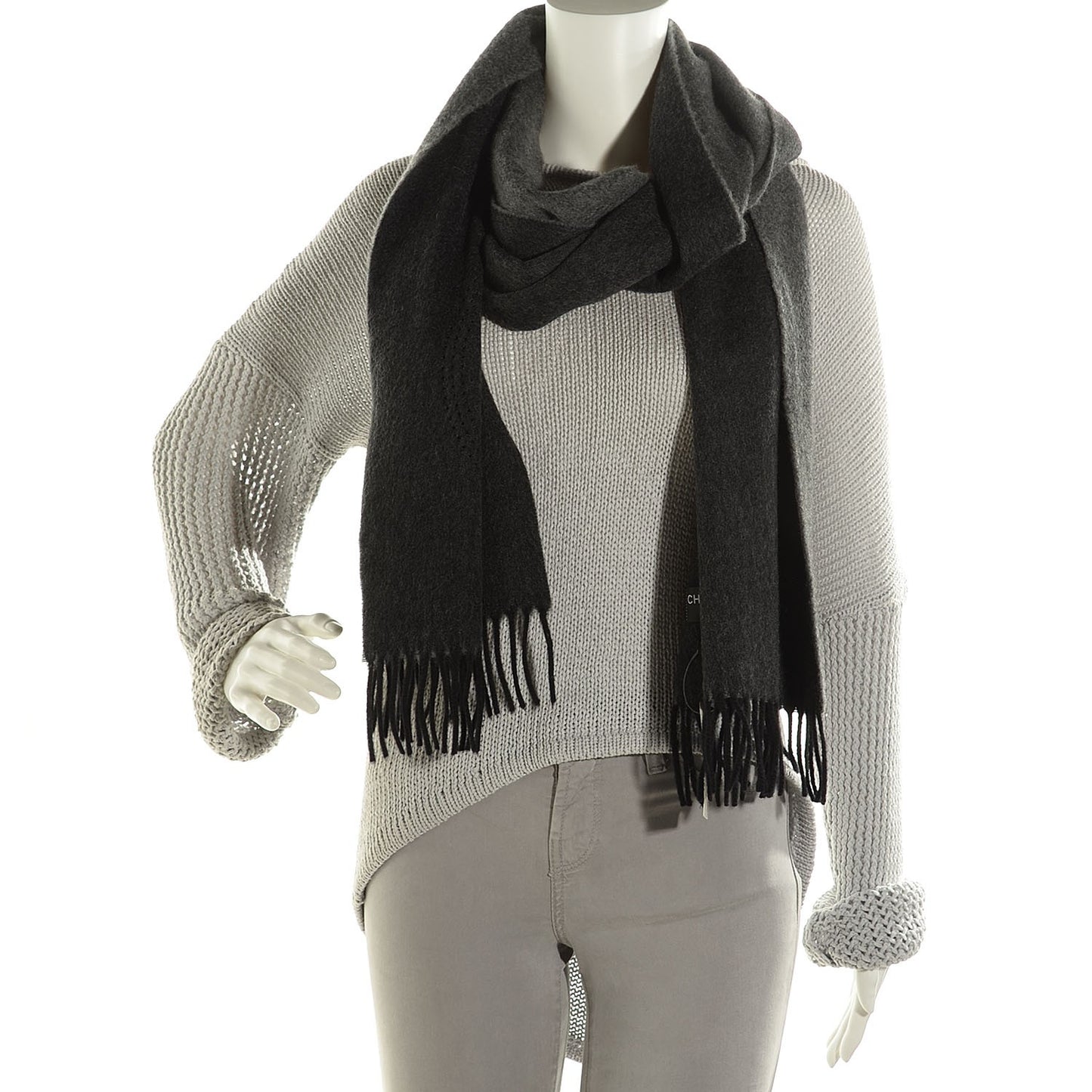 Cashmere CC Scarf Reversible Black