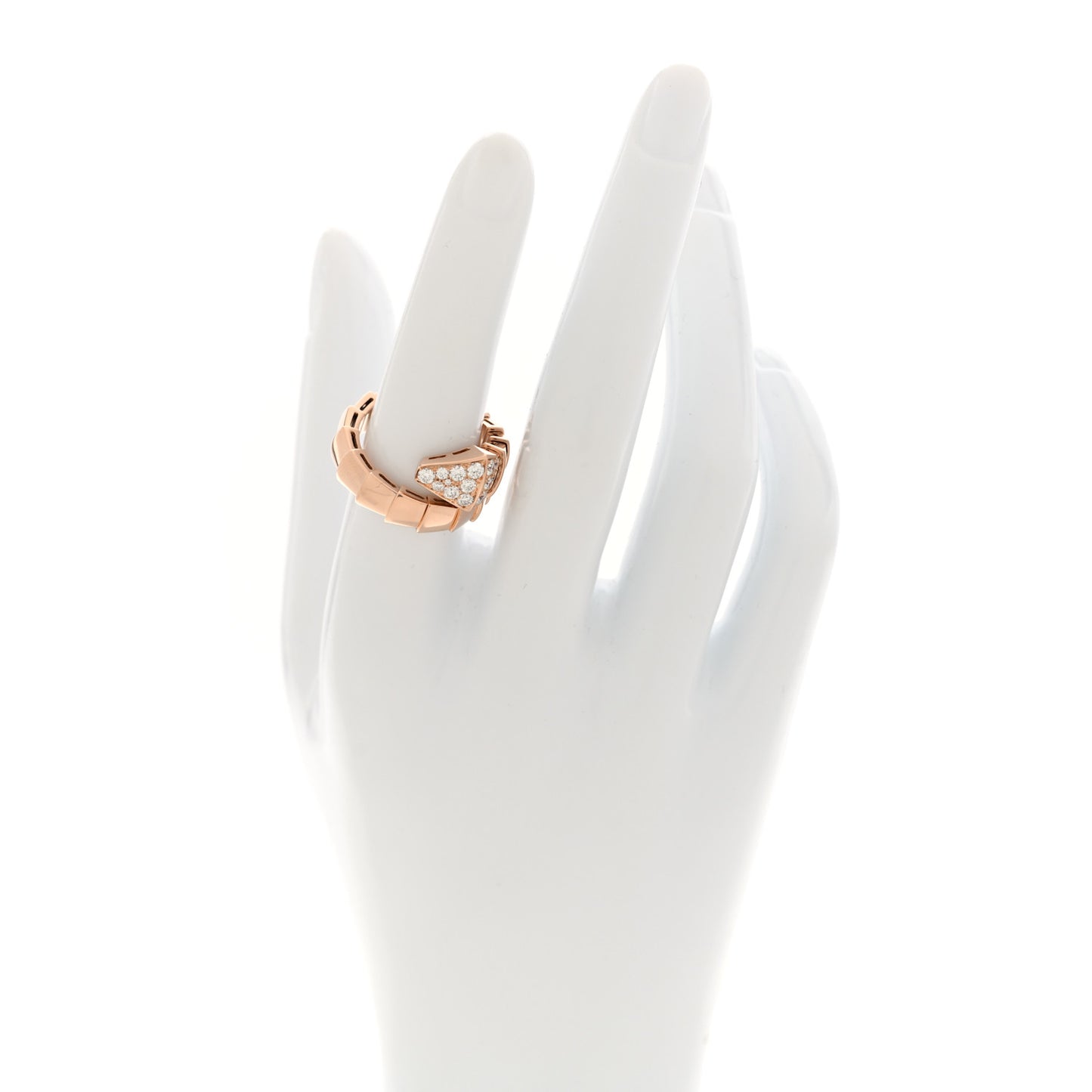 18K Rose Gold Diamond Serpenti Viper Ring L