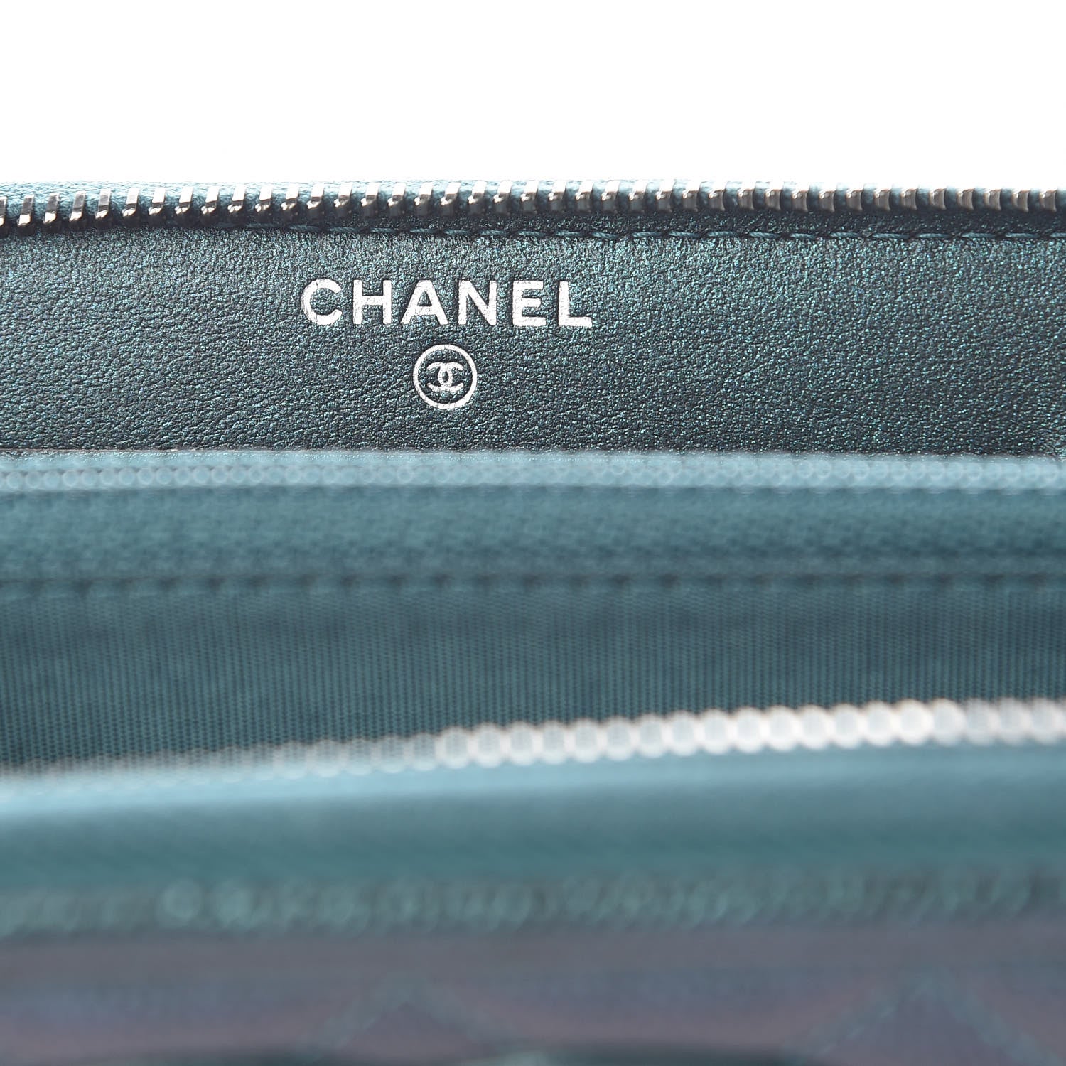 Chanel Iridescent Caviar Quilted Medium Filigree Zip Around Wallet Dark Turquoise 6 of 10