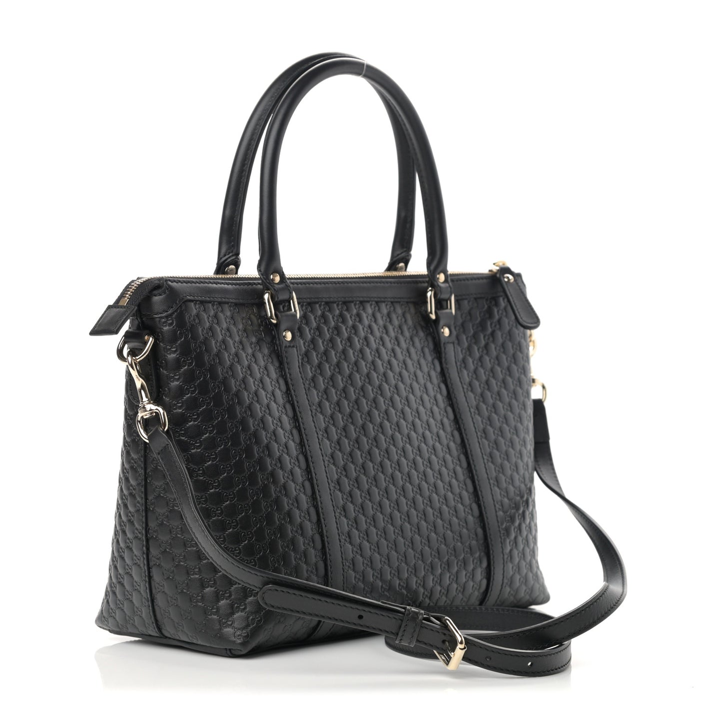 Soft Microguccissima Small Zippered Satchel Black