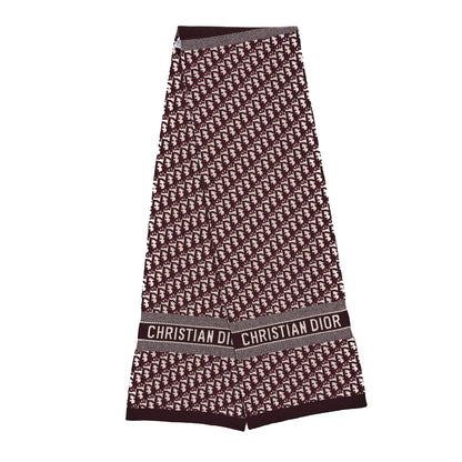 Christian Dior Wool Cashmere Oblique Scarf Burgundy 2 of 3