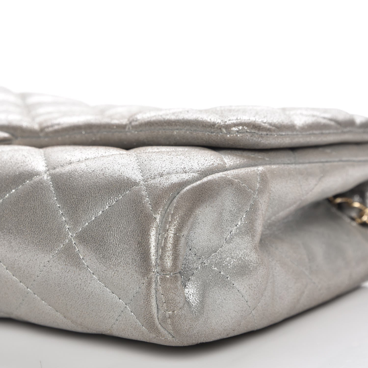 Chanel Iridescent Calfskin Clutch With Chain Flap Silver 9 of 14