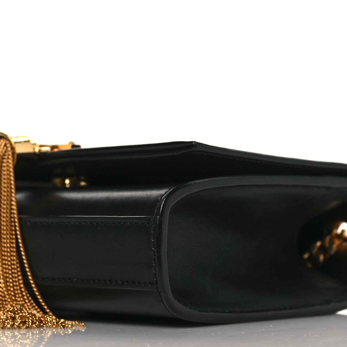 Calfskin Small Classic Monogram Kate Tassel Satchel Black