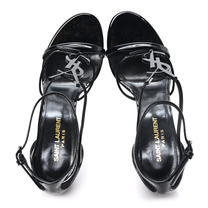Saint Laurent Vernice Chiffon Cassandra 100 Ankle Strap Sandals 38.5 Black 38.5 Black 2 of 9