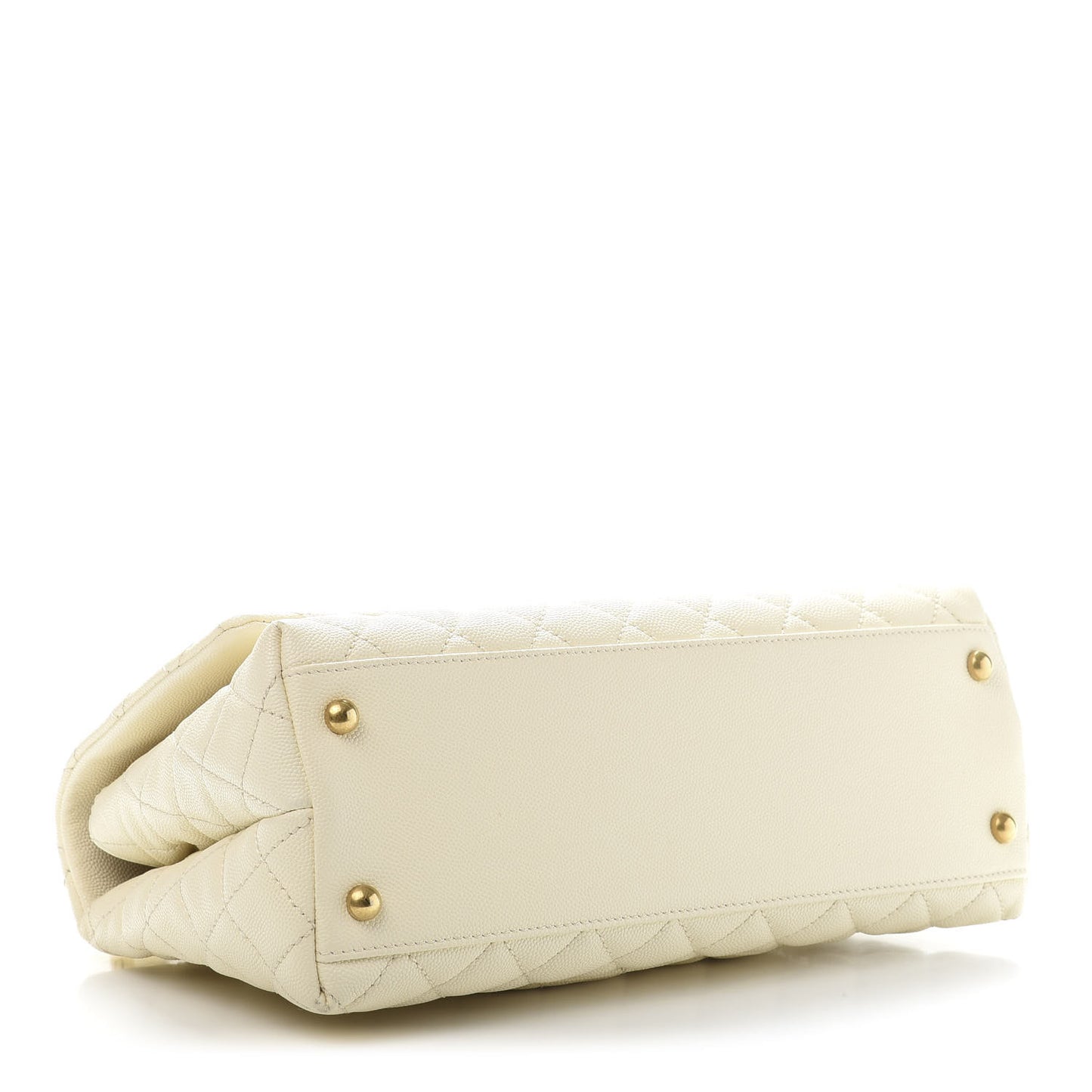 Caviar Quilted Small Coco Handle Flap White