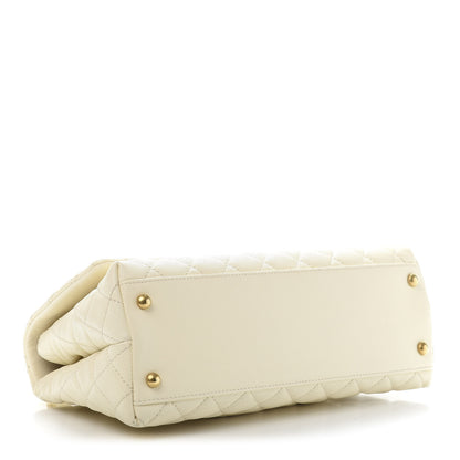 Chanel Caviar Quilted Small Coco Handle Flap White 4 of 11