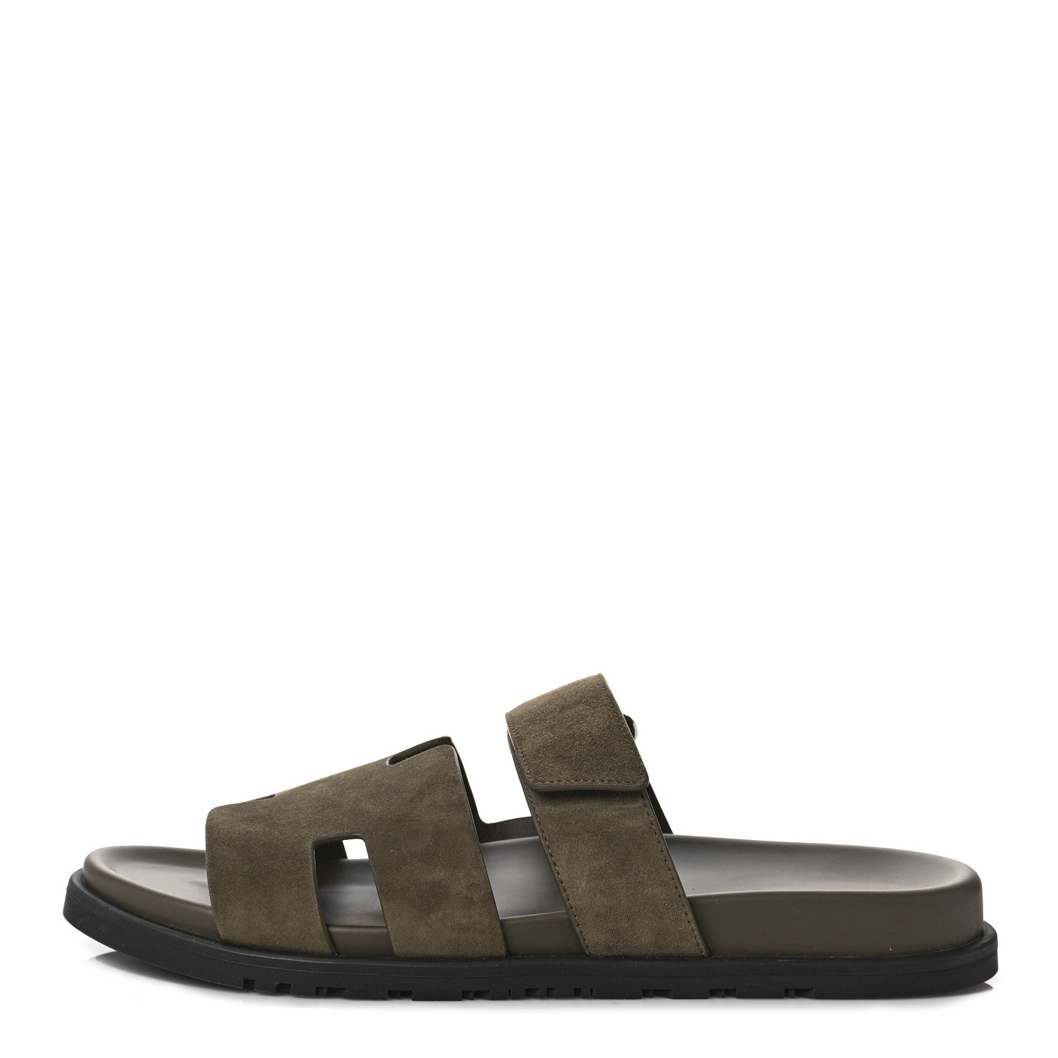 Hermes Suede Goatskin Mens Chypre Sandals 43 Vert Army 1 of 8