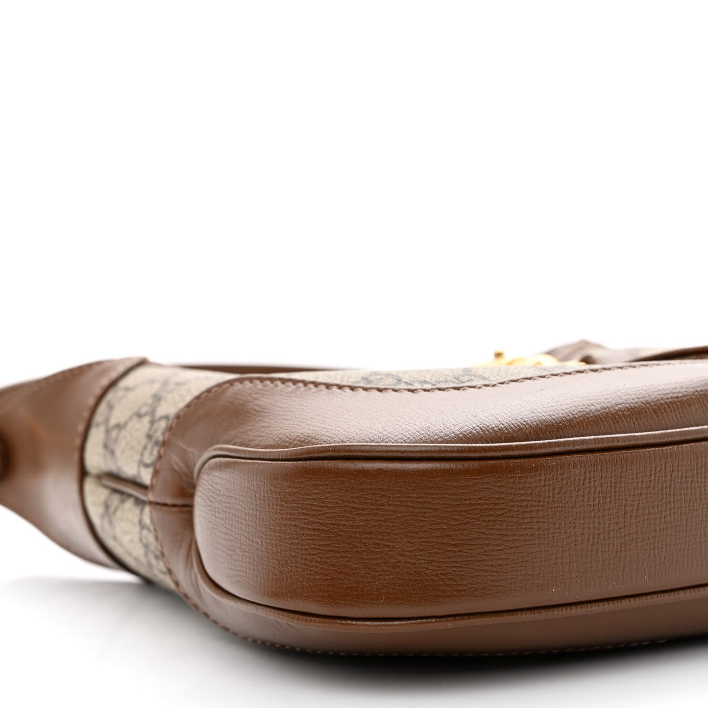GG Supreme Monogram Azalea Calfskin Web Small Jackie 1961 Hobo Beige Ebony Brown Sugar