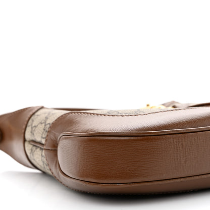 Gucci GG Supreme Monogram Azalea Calfskin Web Small Jackie 1961 Hobo Beige Ebony Brown Sugar 9 of 10