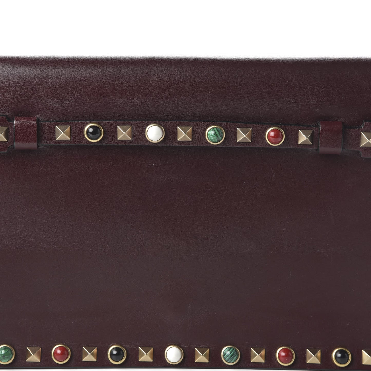 Nappa Rockstud Rolling Wristlet Clutch Rubin