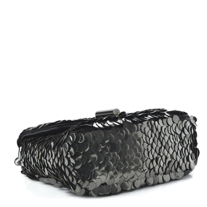 Tom Ford Paillette Embellished Large Natalia Chain Bag Dark Silver Black 4 of 9