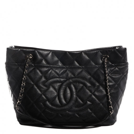 Soft Caviar Timeless Large Shopping Tote Black