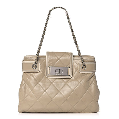 Chanel Lambskin Quilted Mademoiselle Accordion Tote Beige 1 of 13