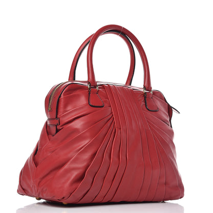 Valentino Garavani Lambskin Pleated Tote Red 3 of 8