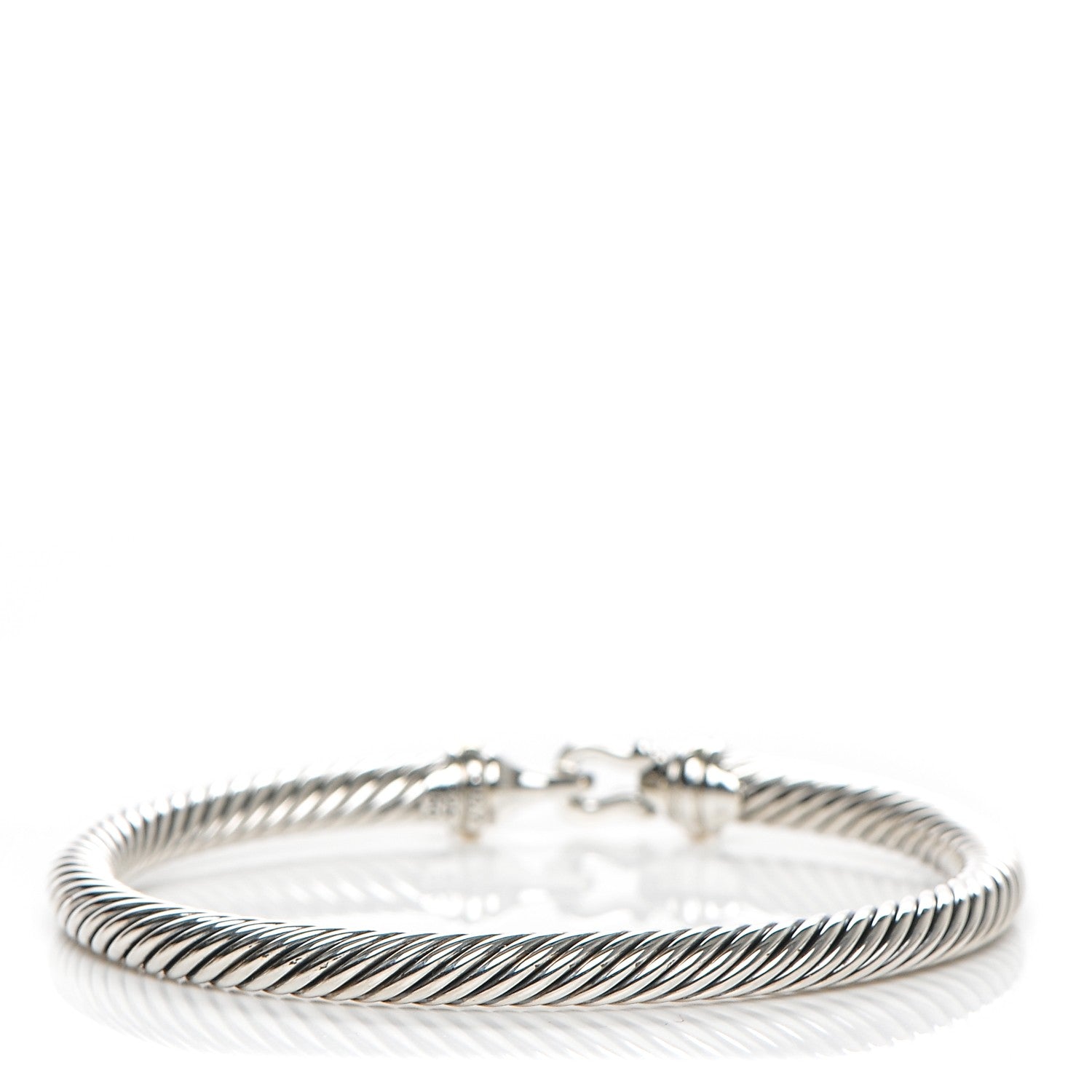 David Yurman Sterling Silver 18K Yellow Gold 5mm Cable Classic Buckle Bracelet 3 of 4